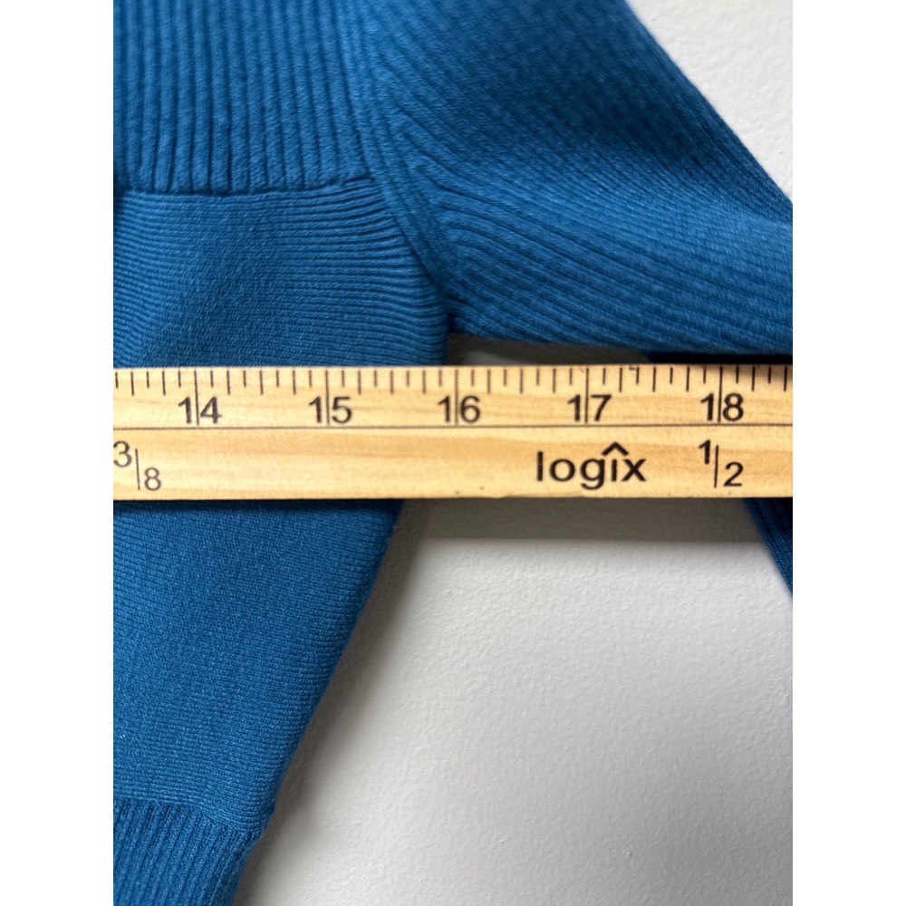 INTERMIX Women's Molly V-Neck Rib Knit Top Blue Womens S Minimalist Casual EUC - Picture 8 of 10